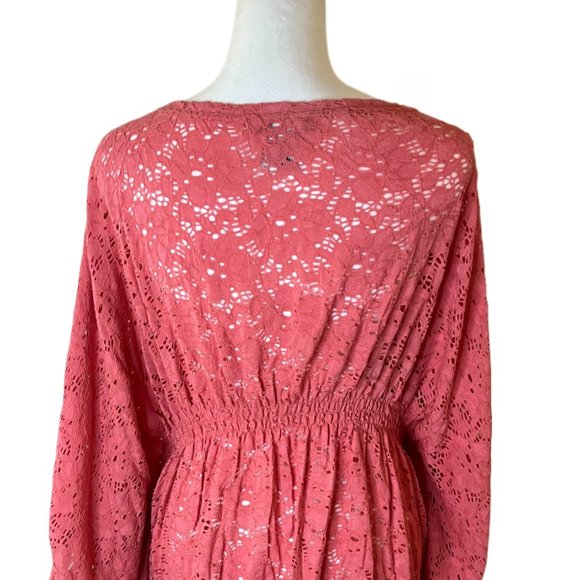 Passion Concepts Orange Lace Bat-wing Sleeves, Scoop neck Top Size Large - Picture 6 of 8